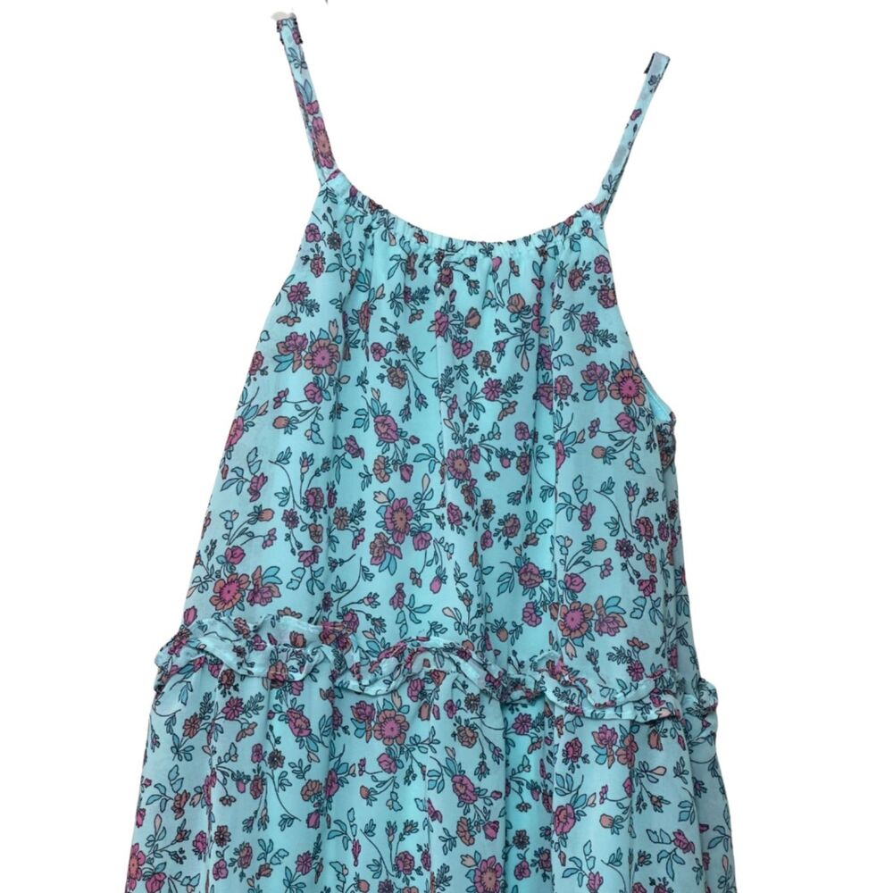 Toddler Girls Floral Dress 4T Spaghetti Strap Tiered Sundress Mint Green - Picture 4 of 8